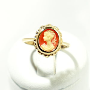 Bague Plaqué-Or Camée Corail