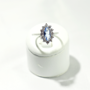 Bague Argent Marquise Bleue