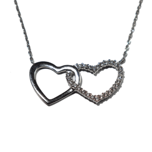 Collier Argent double cœur