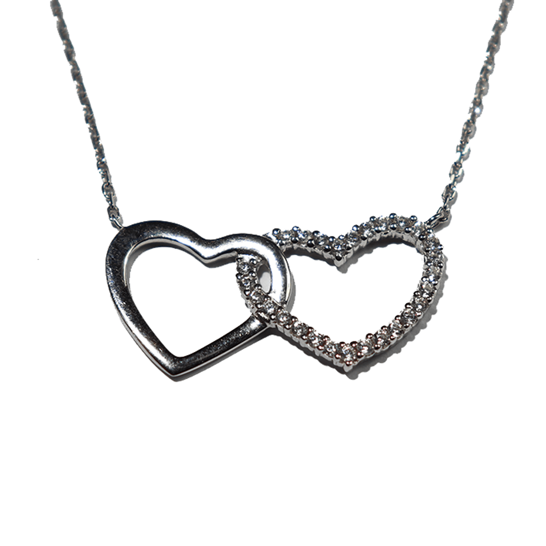 Collier Personnalisé Double Cœur Avec Prénom - Bijou Gravure Pour Maman, Fille, Amie - Cadeau Noël, Fête Des Mères, Anniversaire