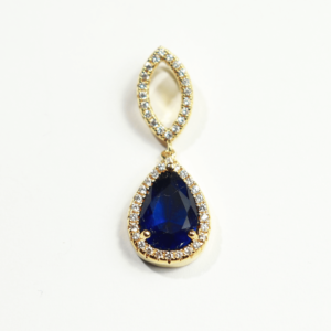 Pendentif Plaqué-Or Goutte Bleue