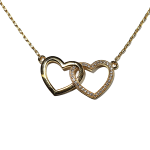 Collier Plaqué-Or Double Cœur