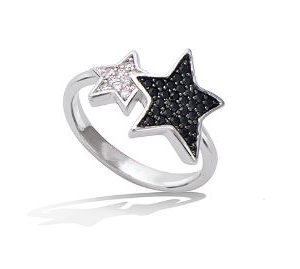 Bague Argent Etoile Noire