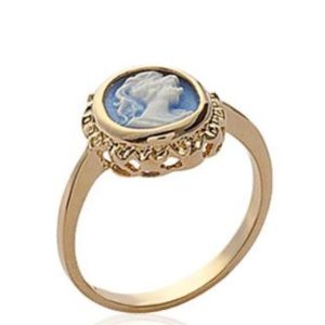 Bague Plaqué-Or Camée Bleu