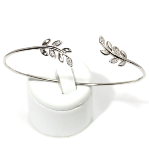 Bracelet Jonc Argent Feuillage